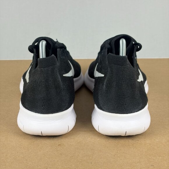Nike Free RN Flyknit 2017 Athletic Running Shoes Womens 9 Black White Low Top - Picture 4 of 10